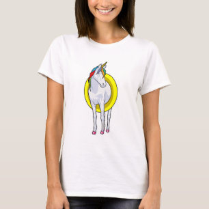 Unicorn bij zwemmen met Swim-ring T-shirt