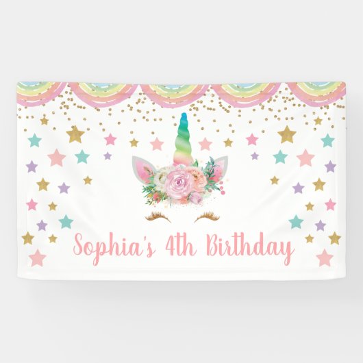 Unicorn Birthday Banner Personalized name (Horizontaal)