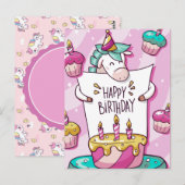 Unicorn Birthday Briefkaart (Voorkant / Achterkant)