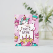 Unicorn Birthday Briefkaart (Staand voorkant)