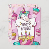 Unicorn Birthday Briefkaart (Voorkant / Achterkant)