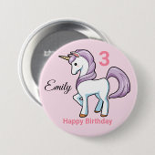 UNICORN Birthday Button Personaliseer de naam van  (Voorkant /achterkant)