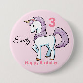 UNICORN Birthday Button Personaliseer de naam van (Voorkant)