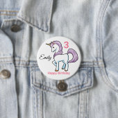 UNICORN Birthday Button Personaliseer naamleeftijd (In situ)