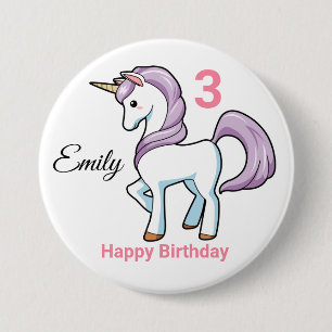 UNICORN Birthday Button Personaliseer naamleeftijd