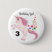 Unicorn Birthday Button Pin Custom AGINA NAME (Voorkant)