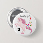 Unicorn Birthday Button Pin Custom AGINA NAME (Voorkant /achterkant)