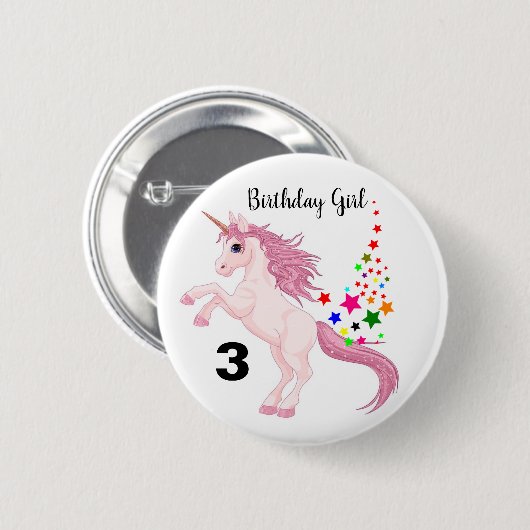 Unicorn Birthday Button Pin Custom AGINA NAME (Voorkant /achterkant)