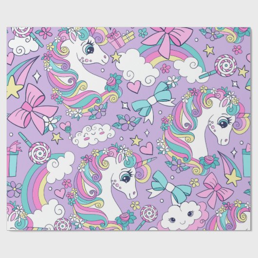 Unicorn Birthday Cadeaupapier (Vlak)