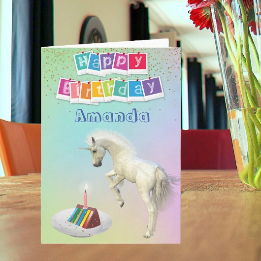 Unicorn Birthday Cake Persoonlijk Happy Birthday Kaart