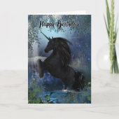 Unicorn Birthday Card, Happy Birthday, Black Celti Kaart (Voorkant)