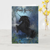 Unicorn Birthday Card, Happy Birthday, Black Celti Kaart (Gele Bloem)