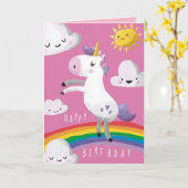 Unicorn Birthday Card Kaart (Gele Bloem)