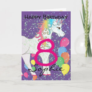 Unicorn Birthday Card voor 8-jarig meisje Kaart