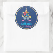 Unicorn Birthday Classic Round Sticker (Tas)
