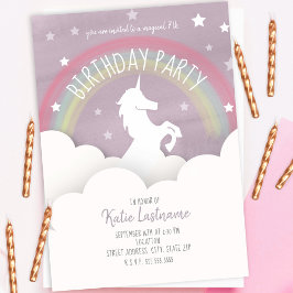 Unicorn Birthday Clouds + Stars Rainbow-Waterverf Kaart