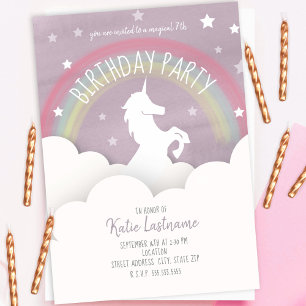 Unicorn Birthday Clouds + Stars Rainbow-Waterverf Kaart