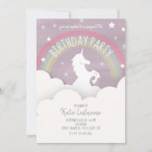 Unicorn Birthday Clouds + Stars Rainbow-Waterverf Kaart (Voorkant)
