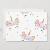 Unicorn Birthday Cute Floral Girls Foto Kaart (Achterkant)