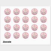Unicorn Birthday Favor Roos Pink Stippen Lash Ronde Sticker (Vel)