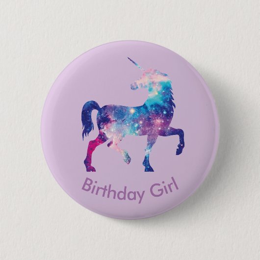 Unicorn Birthday Girl Badge Ronde Button 5,7 Cm (Voorkant)
