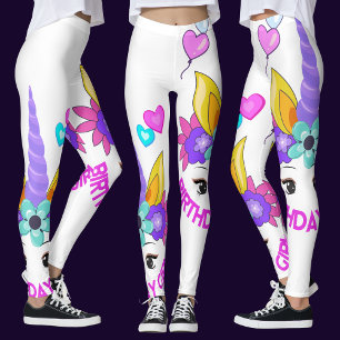 Unicorn, Birthday Girl, Birthday Party Leggings