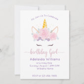 Unicorn Birthday Girl Kaart (Voorkant)