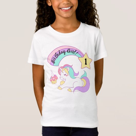 Unicorn Birthday Girl T-shirt (Voorkant)
