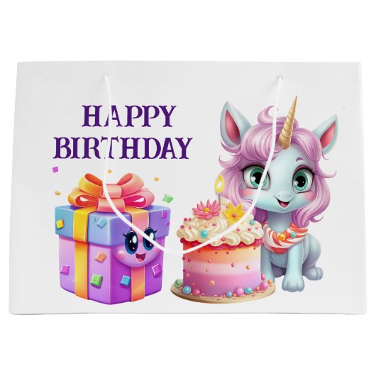 Unicorn Birthday Groot Cadeauzakje (Voorkant)
