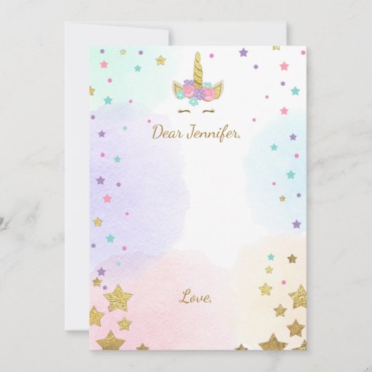 Unicorn Birthday guestbook cards Time Capsule Girl Kaart (Voorkant)