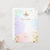 Unicorn Birthday guestbook cards Time Capsule Girl Kaart (Voorkant / Achterkant in situ)