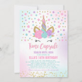 Unicorn Birthday Guestbook Time Capsule met notiti Kaart (Voorkant)
