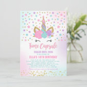 Unicorn Birthday Guestbook Time Capsule met notiti Kaart (Staand voorkant)