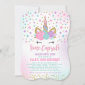 Unicorn Birthday Guestbook Time Capsule met notiti Kaart (Voorkant)