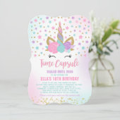 Unicorn Birthday Guestbook Time Capsule met notiti Kaart (Staand voorkant)