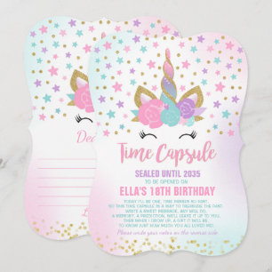 Unicorn Birthday Guestbook Time Capsule met notiti Kaart