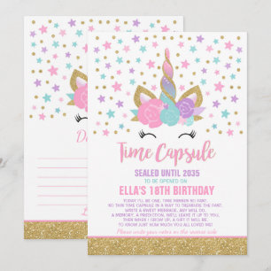 Unicorn Birthday Guestbook Time Capsule met notiti Kaart