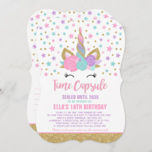 Unicorn Birthday Guestbook Time Capsule met notiti Kaart