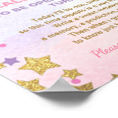 Unicorn Birthday guestbook Time Capsule Pink Girl Poster (Hoek)