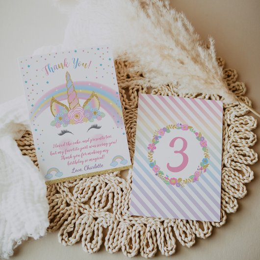 Unicorn Birthday Hartelijk dank, kaart van Unicorn