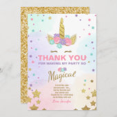 Unicorn Birthday Hartelijk dank voor de kaart Roze (Voorkant / Achterkant)