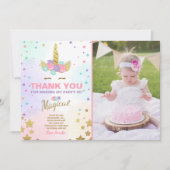 Unicorn Birthday Hartelijk dank voor de kaart Roze (Voorkant)