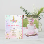 Unicorn Birthday Hartelijk dank voor de kaart Roze (Staand voorkant)