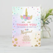 Unicorn Birthday Hartelijk dank voor de kaart Roze (Staand voorkant)