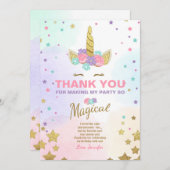 Unicorn Birthday Hartelijk dank voor de kaart Roze (Voorkant / Achterkant)