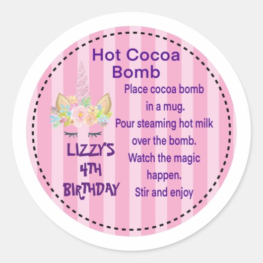 UNICORN BIRTHDAY Hot Ccacaombom sticker (Voorkant)