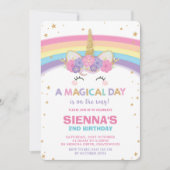 Unicorn Birthday Invitation 1st Birthday Party Kaart (Voorkant)