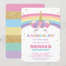 Unicorn Birthday Invitation 1st Birthday Party Kaart