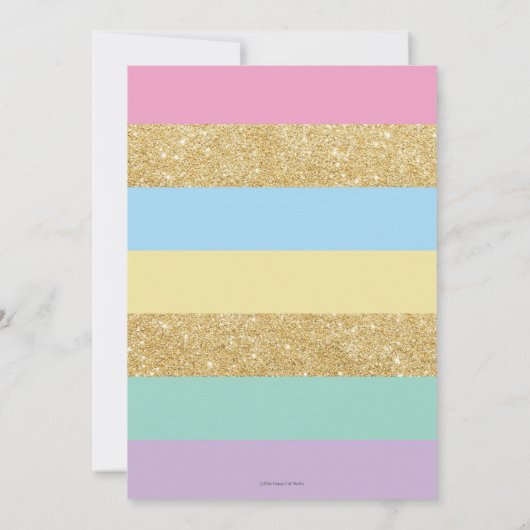 Unicorn Birthday Invitation 1st Birthday Party Kaart (Achterkant)