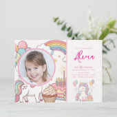 Unicorn Birthday Invitation 1st Birthday Party Kaart (Staand voorkant)